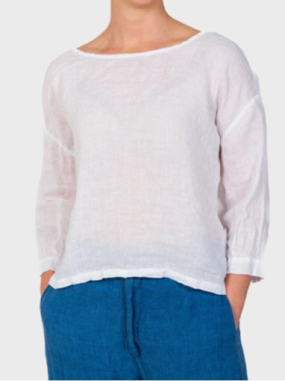 CP Shades Boatneck Mena Too 3/4 Sleeve  Size Small White Oversized